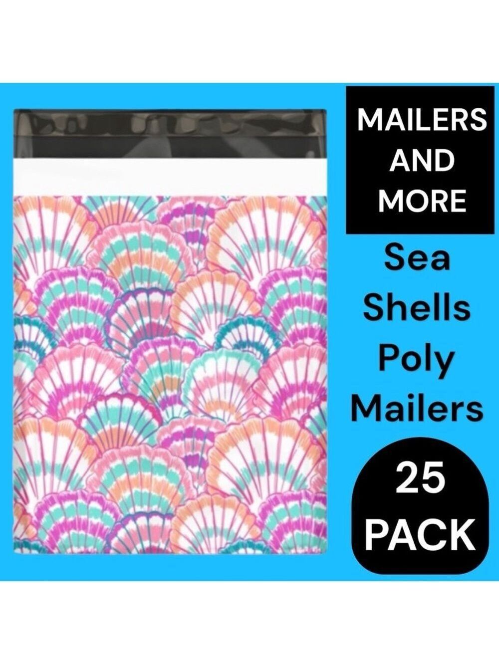 25 10X13 Poly Mailers Seashell Shells Flat Mailers PRICE IS FIRM - Picture 6 of 7